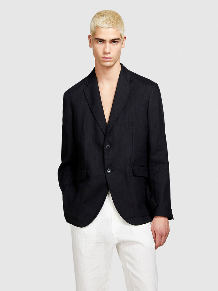 100% linen blazer - men's blazers - Black | Sisley image number 4